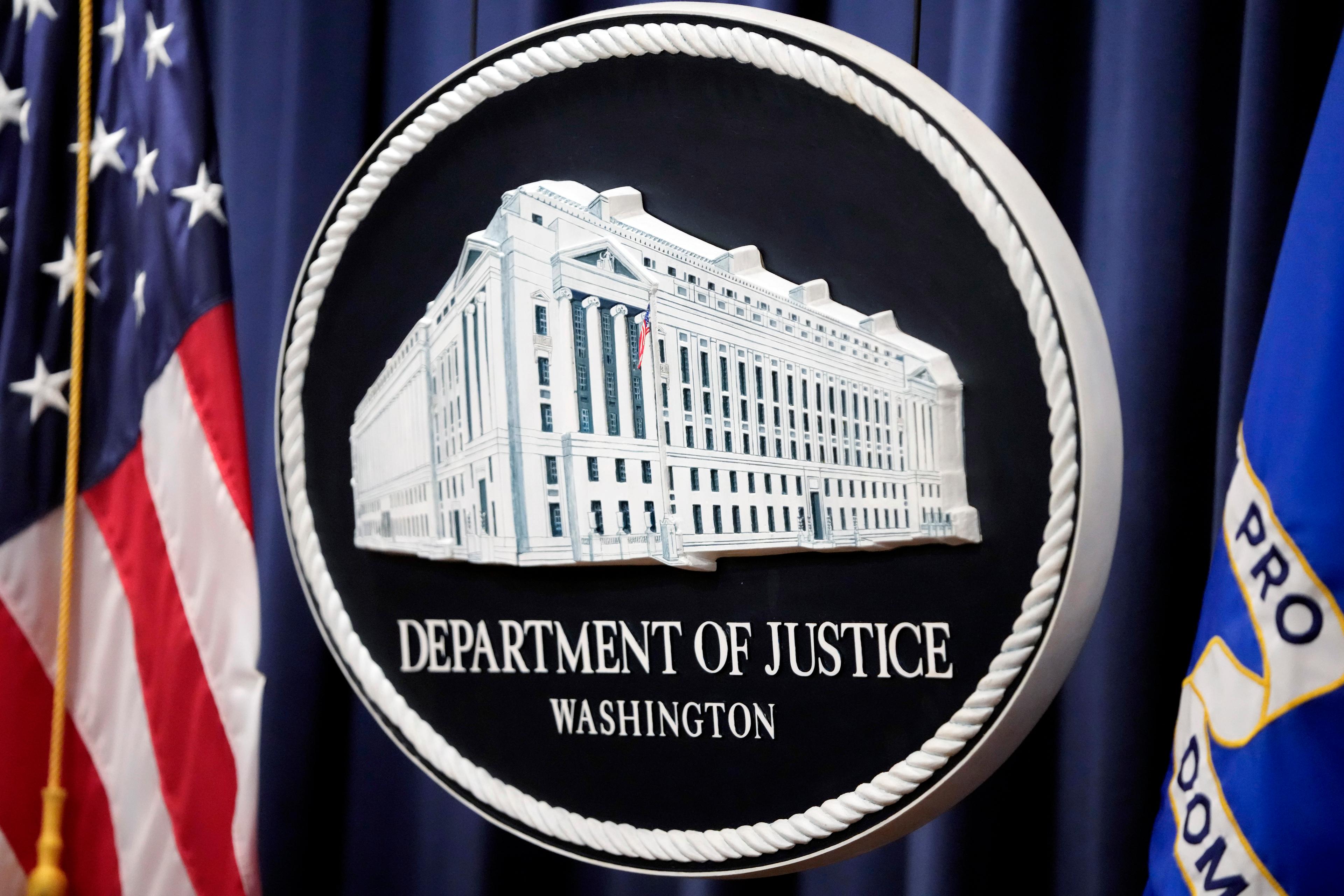 The logo for the Justice Department